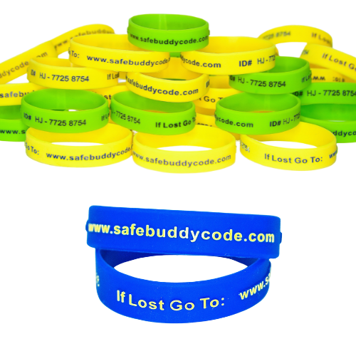SafeBuddy Codes Schools & Clubs Pack – 30 SILICONE wristbands and 1 Code